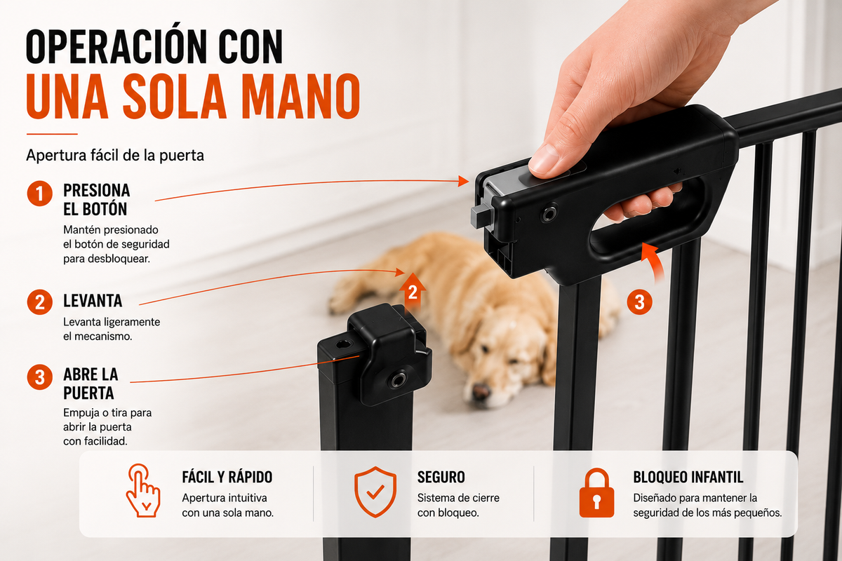 Barrera de seguridad para bebés y mascotas, 74,9cm-129,5cm de ancho extra, 76,2cm de alto, para escaleras